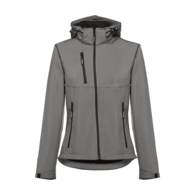THC ZAGREB WOMEN. Women's softshell jacket with detachable hood and rounded back hem